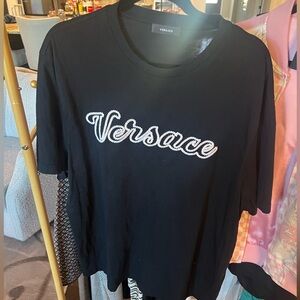 Versace Black Tee with White Logo